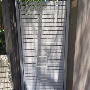 Aluminium Fencing Sydney horizontal slat 65mm with 20mm gap gate