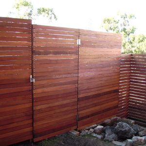 Aluminium Fencing Sydney Merbau slat gate and panels