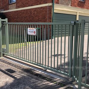 Aluminium Fencing Sydney square tubular flat top automatic sliding gate