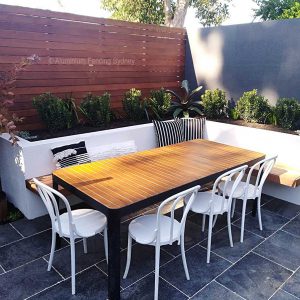 Aluminium Fencing Sydney Merbau slats alfresco