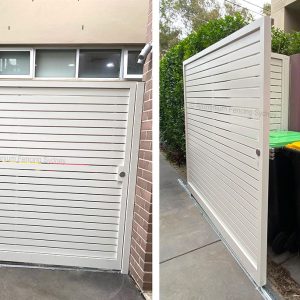 Horizontal inside slats with 6mm gaps sliding bin enclosure gate