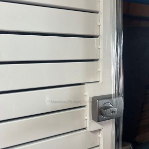Aluminium Fencing Sydney - Horizontal face-welded slats with lock-box security gate